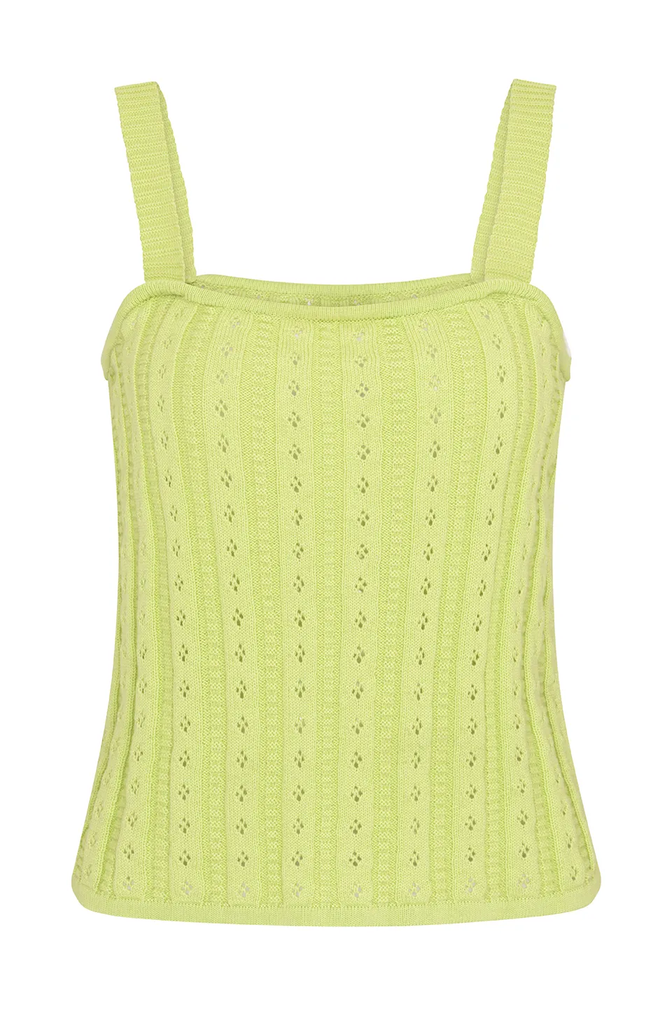 Knitted Pointelle Cami Top Green