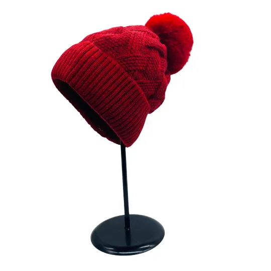 Knitted Pom Pom Beanie Hat