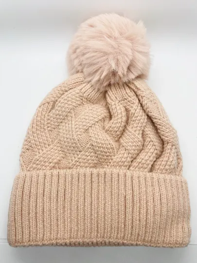 Knitted Pom Pom Beanie Hat