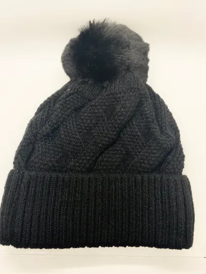 Knitted Pom Pom Beanie Hat