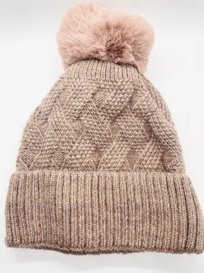 Knitted Pom Pom Beanie Hat