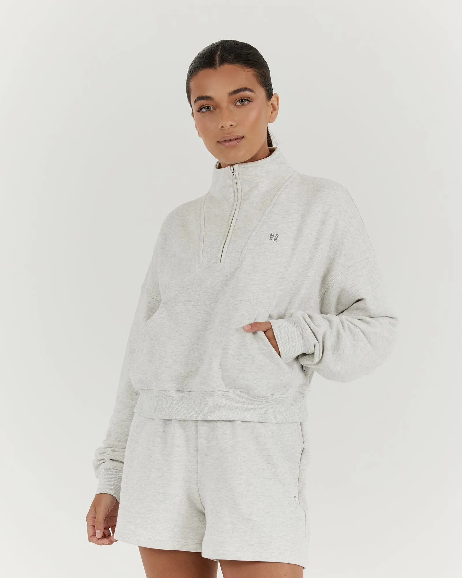 LEISURE 1/4 ZIP JUMPER - ICE GREY