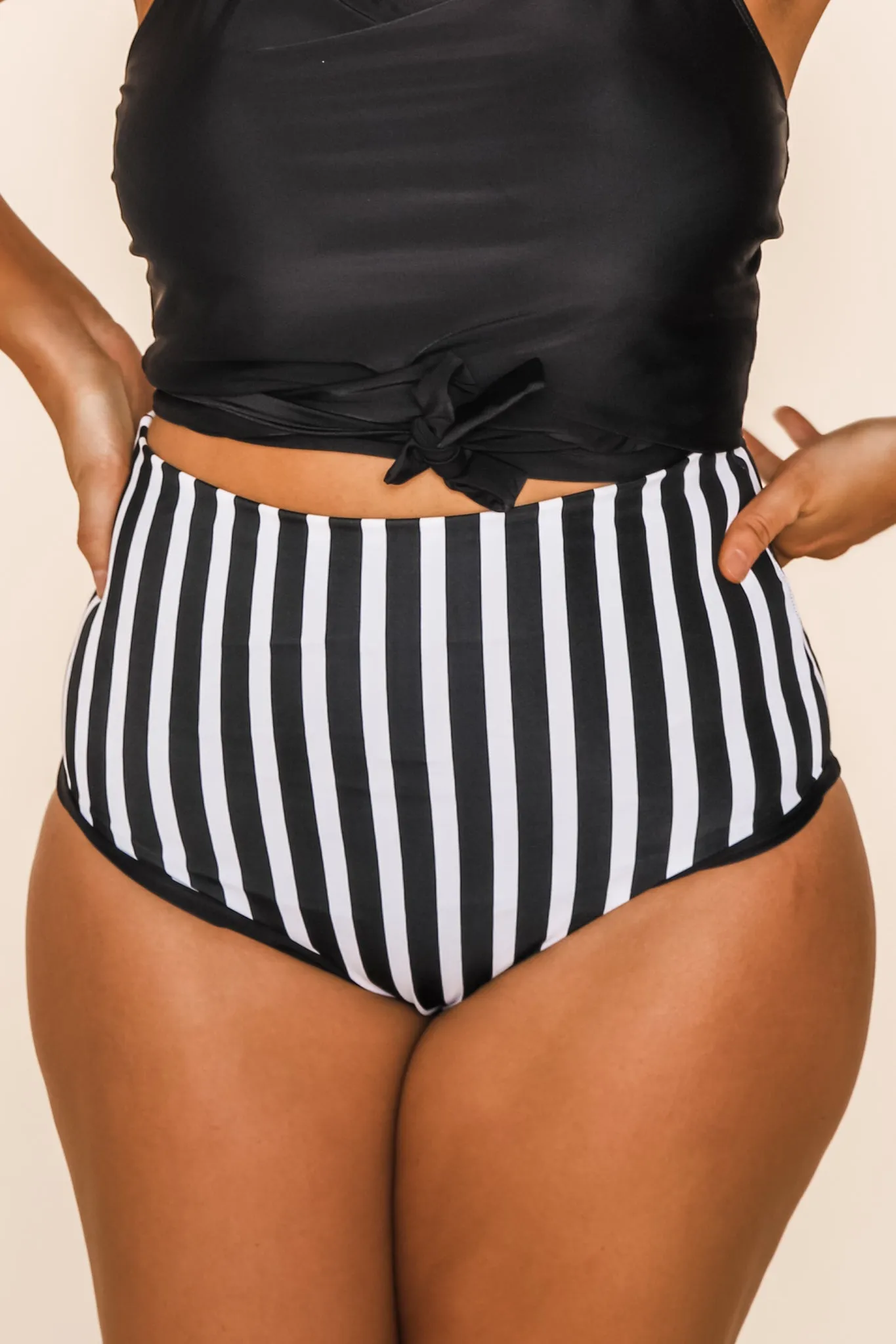 Leisure Reversible Bottoms | Black/Black & White Stripe | Final Sale