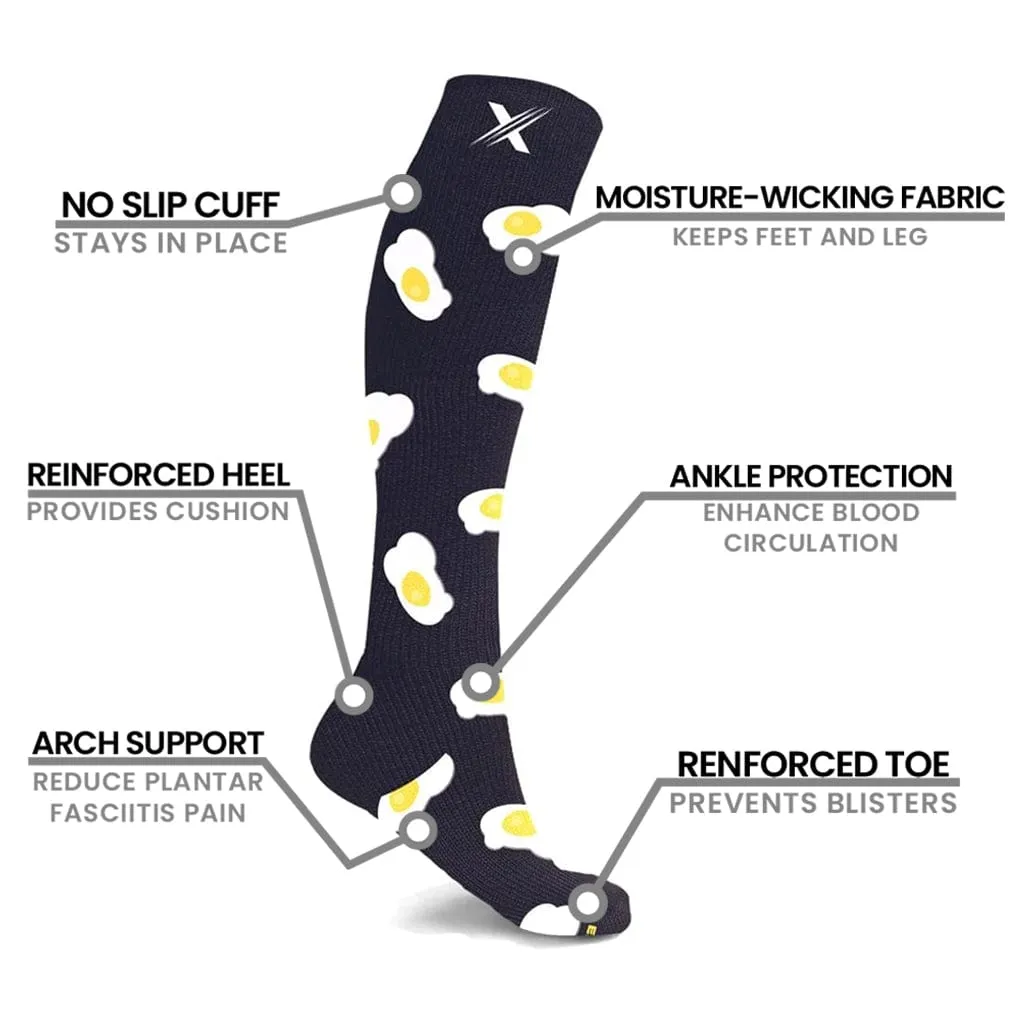 Mismatched: Eggs & Bacon Compression Socks