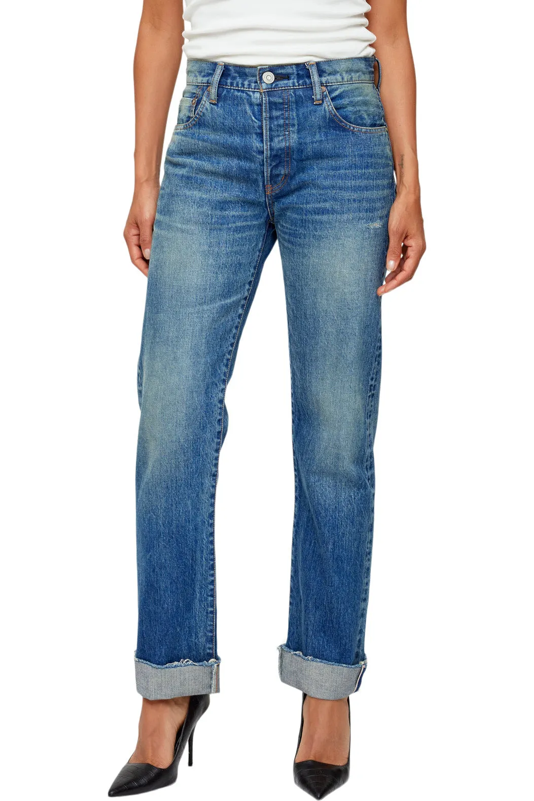 Moussy Denim Hopewell Selvedge Jeans in Dark Blue