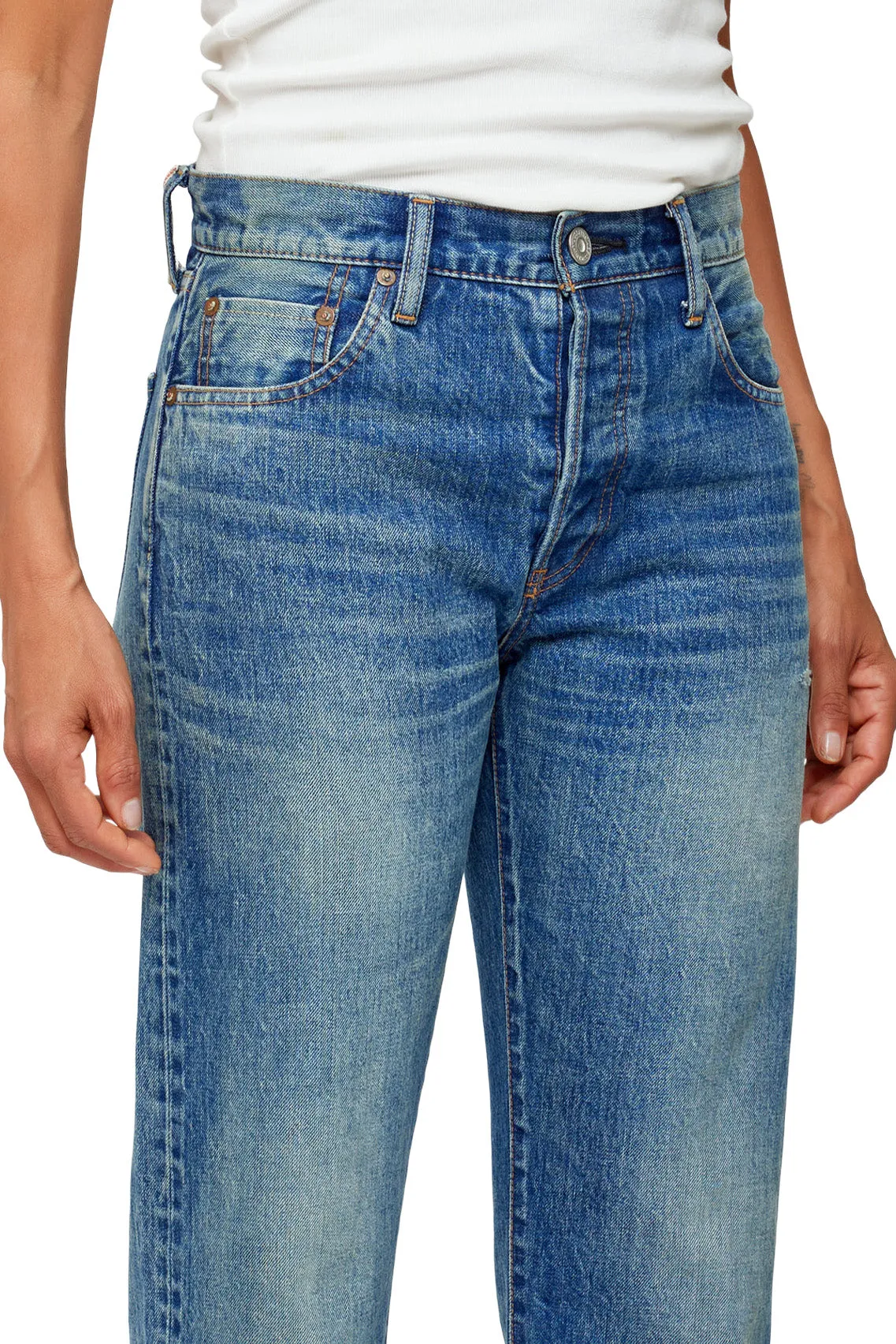 Moussy Denim Hopewell Selvedge Jeans in Dark Blue