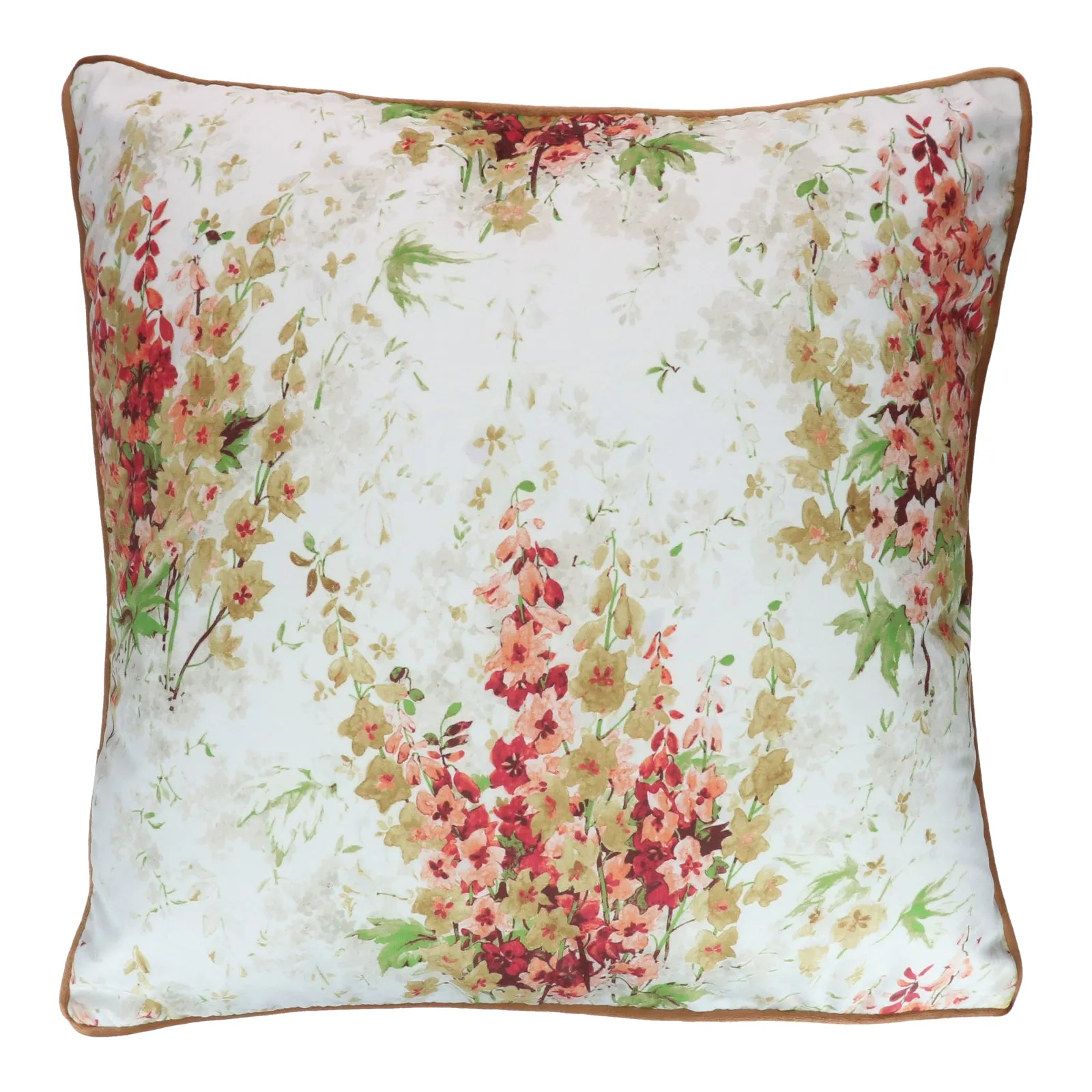 Orange Floral Velvet Cushion