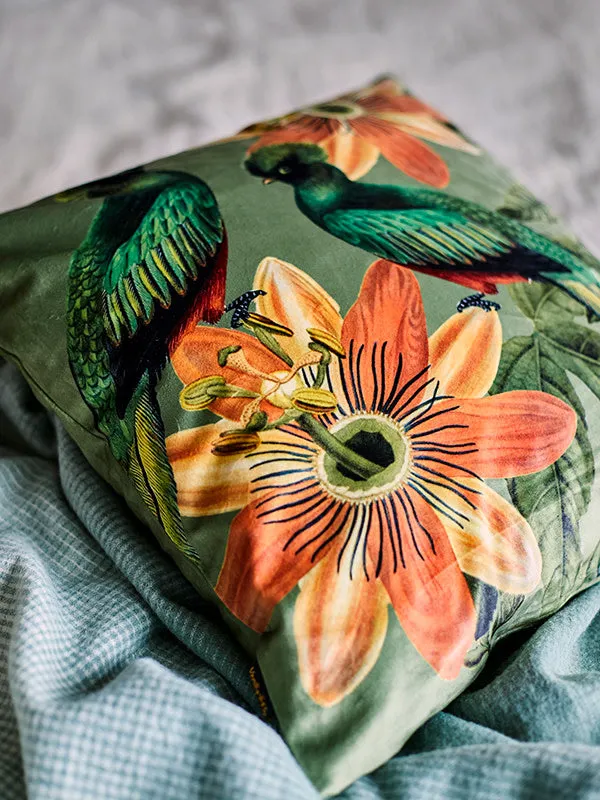 Passion Flower Velvet Cushion