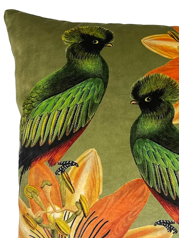 Passion Flower Velvet Cushion