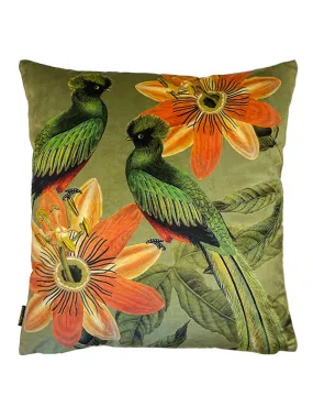 Passion Flower Velvet Cushion