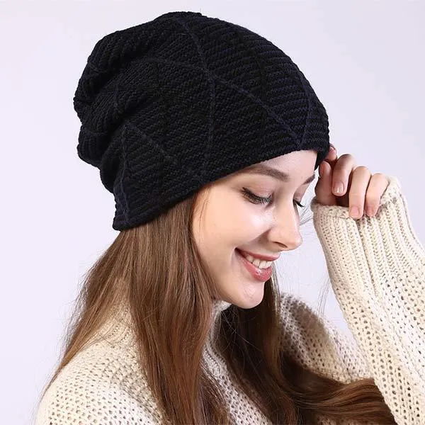 Pile Knitted Wool Earflaps Pile Hat 65619748C