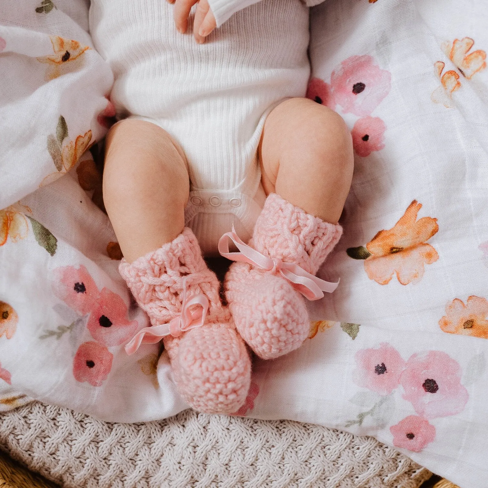 Pink Merino Wool Bonnet & Booties Set