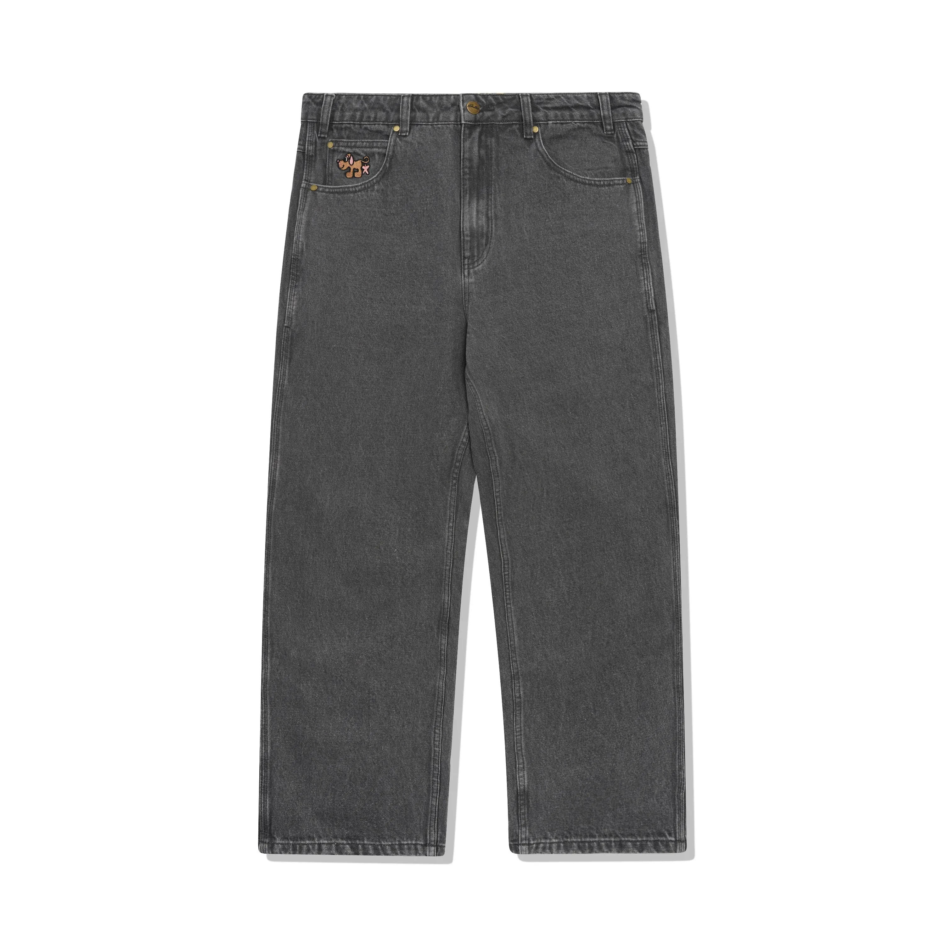 Pooch Relaxed Denim Jeans, Washed Grey