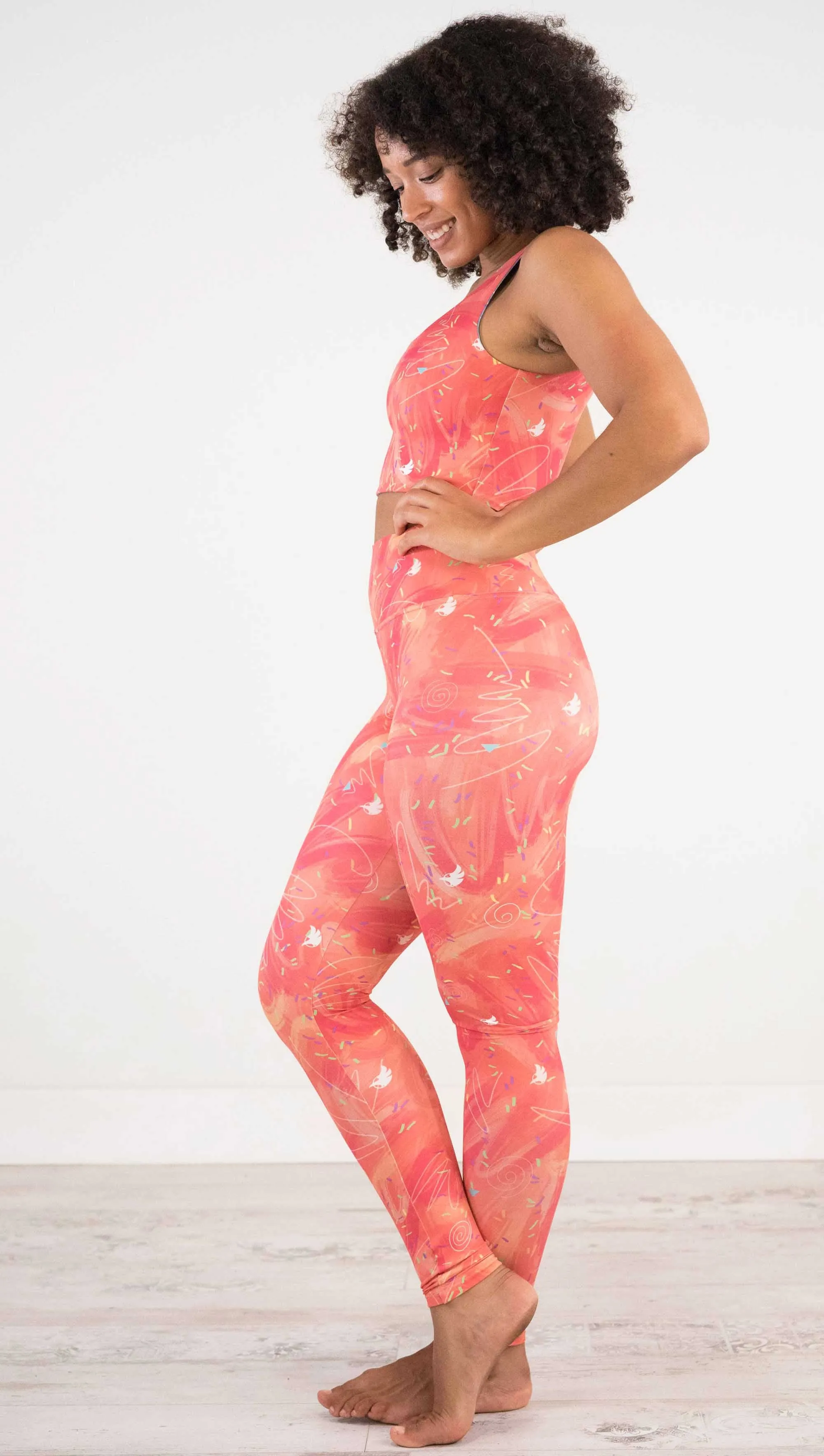 Salmon Scribbles - Athleisure Leggings