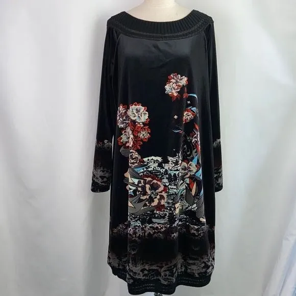 SaveTheQueen black velvet print dress