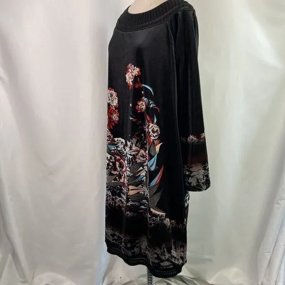 SaveTheQueen black velvet print dress