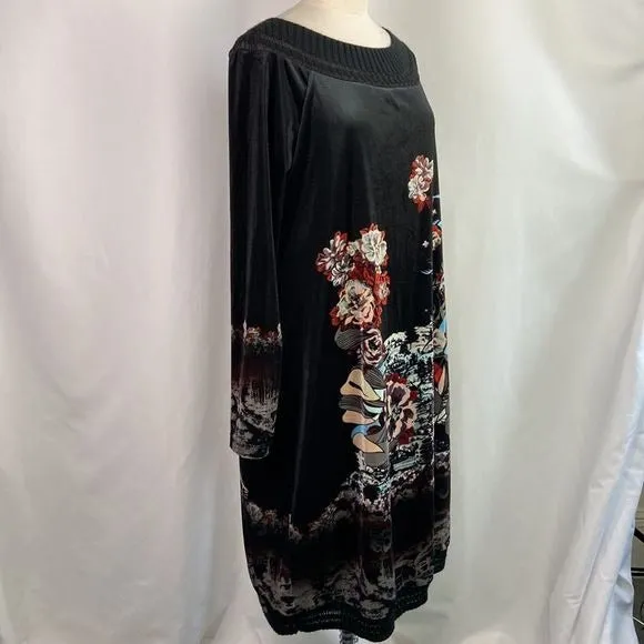 SaveTheQueen black velvet print dress