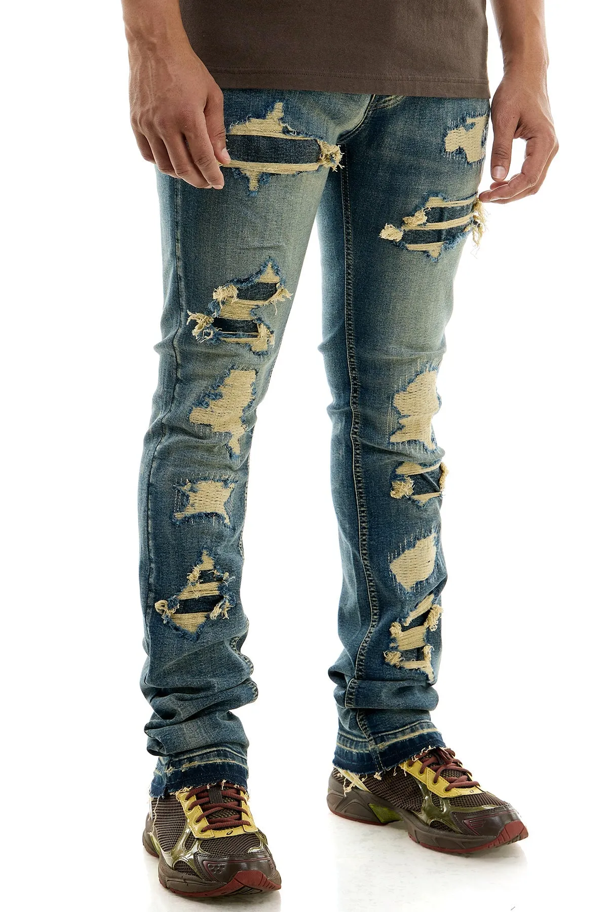 Skinny Stacked Jeans In Washed Denim