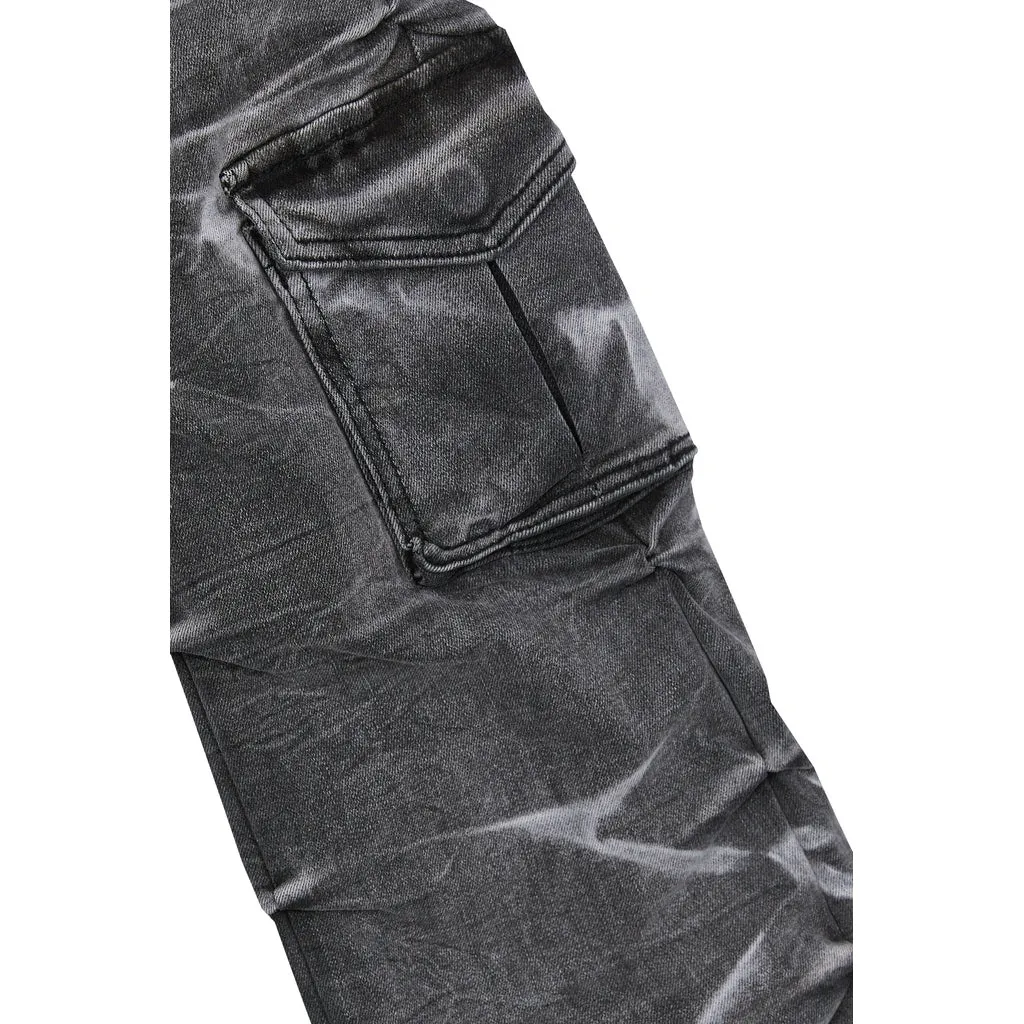 Stacked Utility Denim Jeans - Pluto Grey