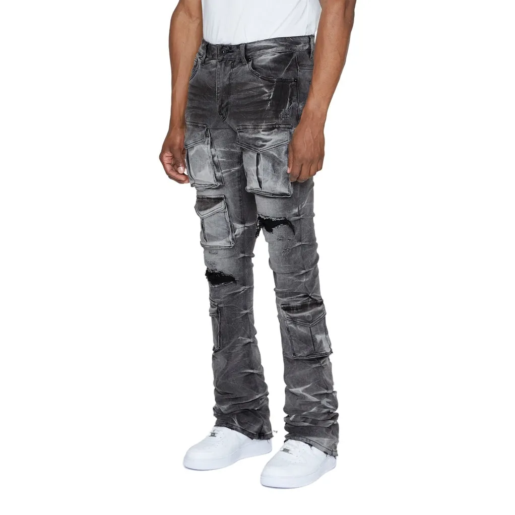 Stacked Utility Denim Jeans - Pluto Grey