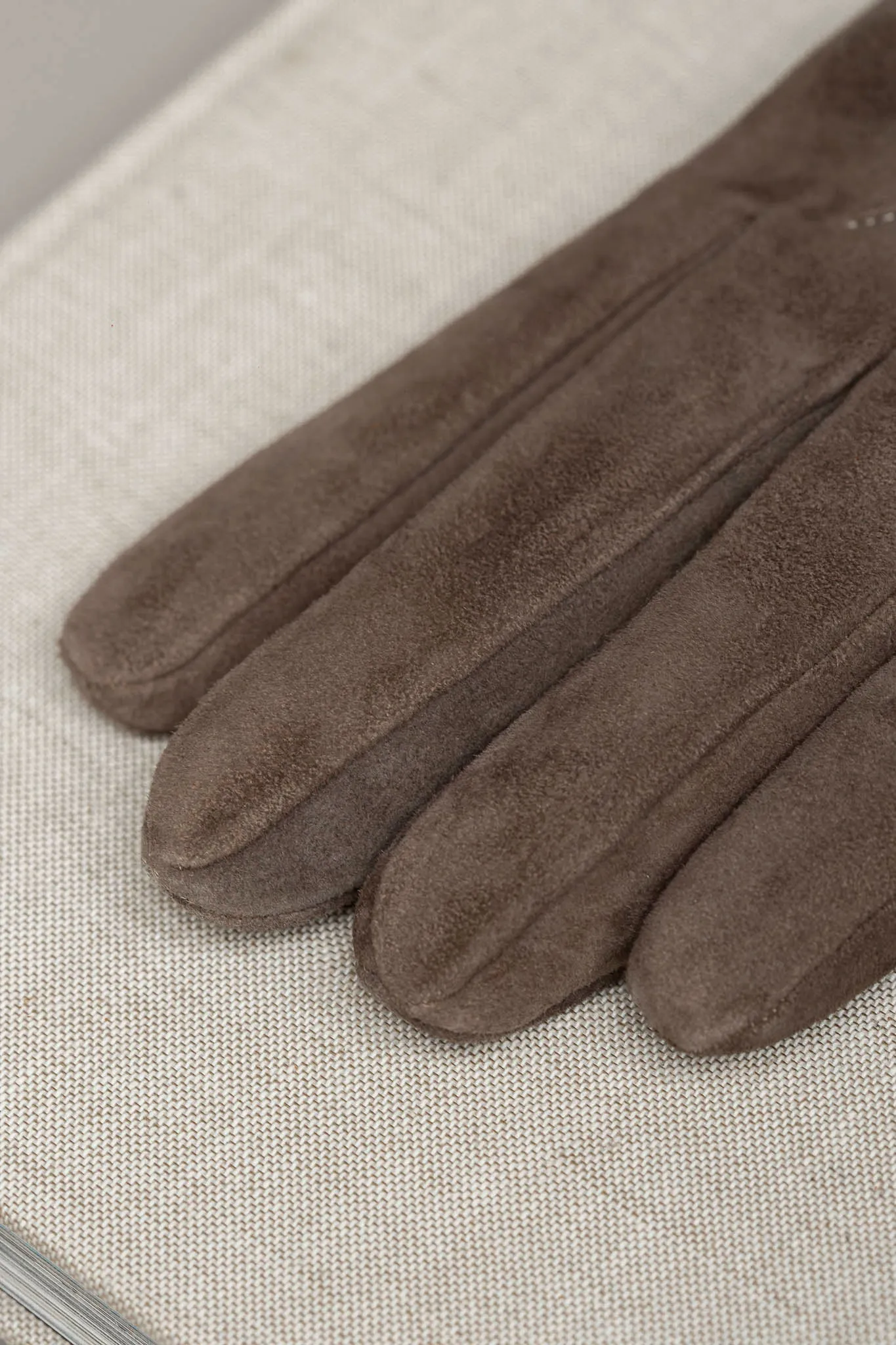 Taupe Cashmere Lined Suede Gloves - Made in Italy