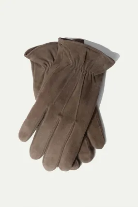 Taupe Cashmere Lined Suede Gloves - Made in Italy