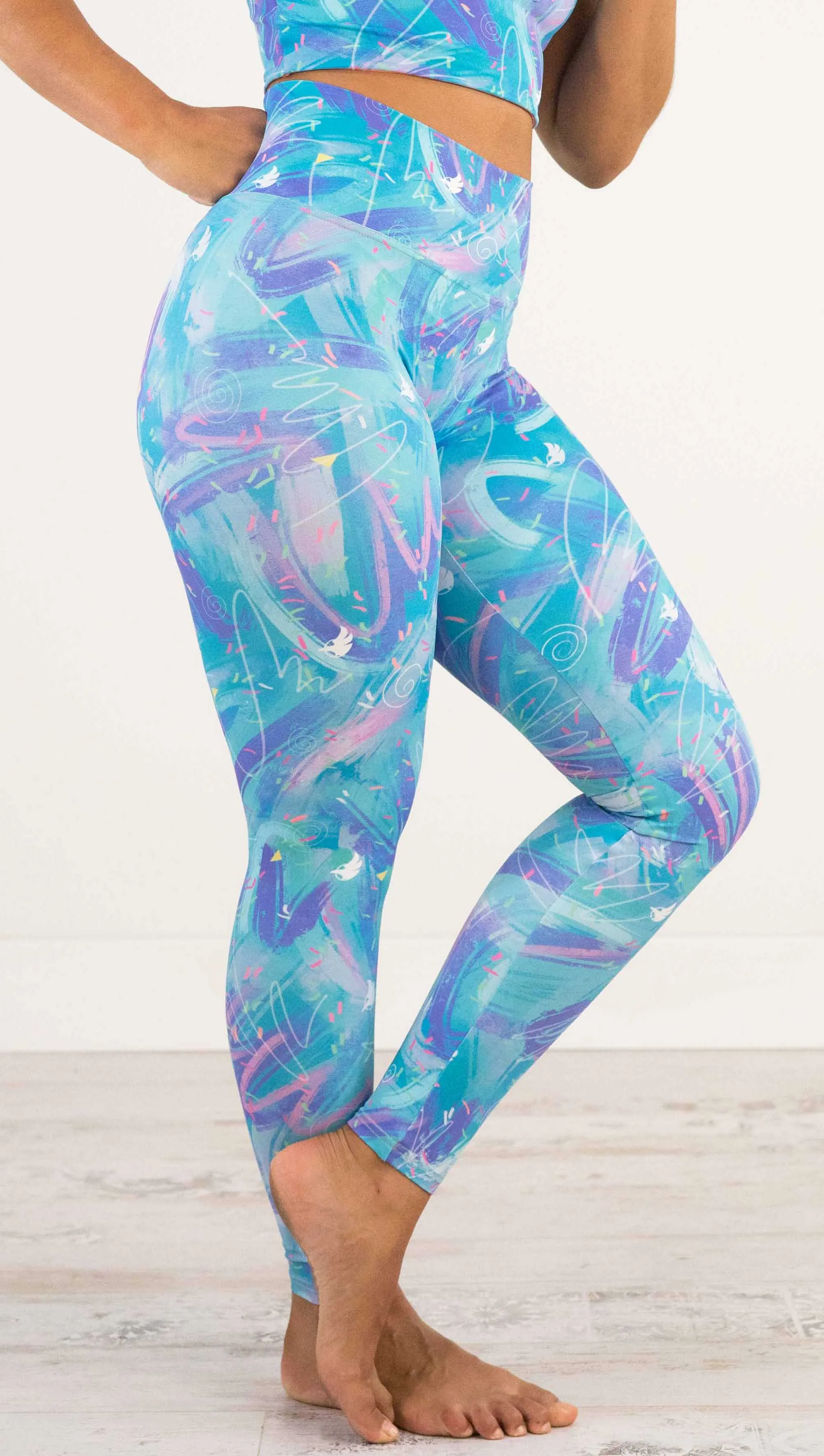 Teal Scribbles - Athleisure Leggings