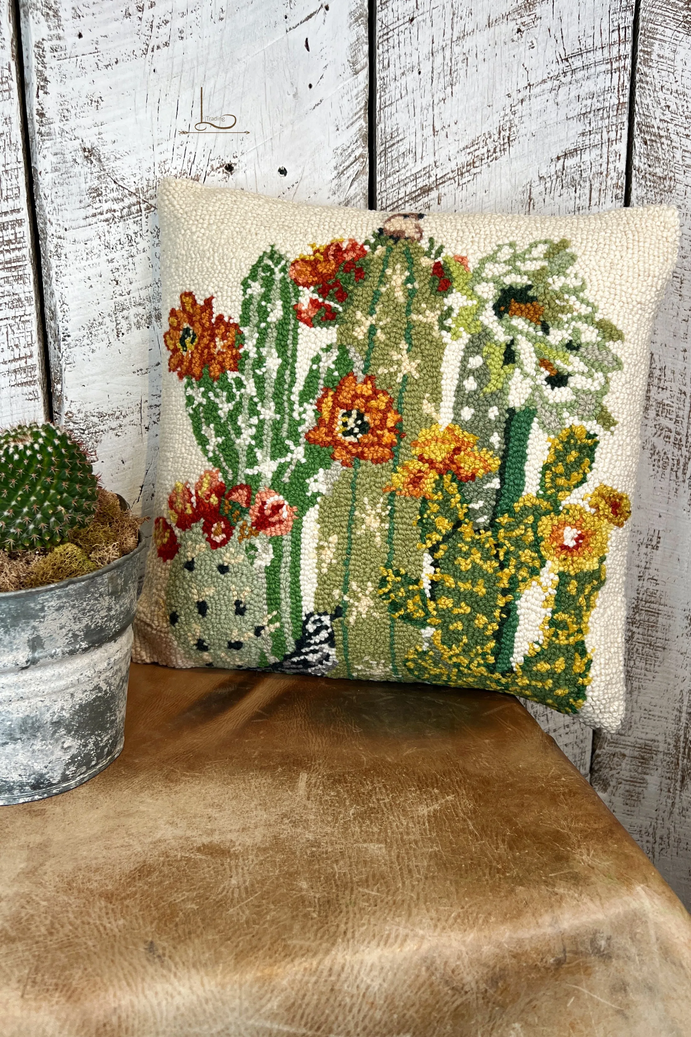 The Desert Florals ~ Wool Hooked Pillow