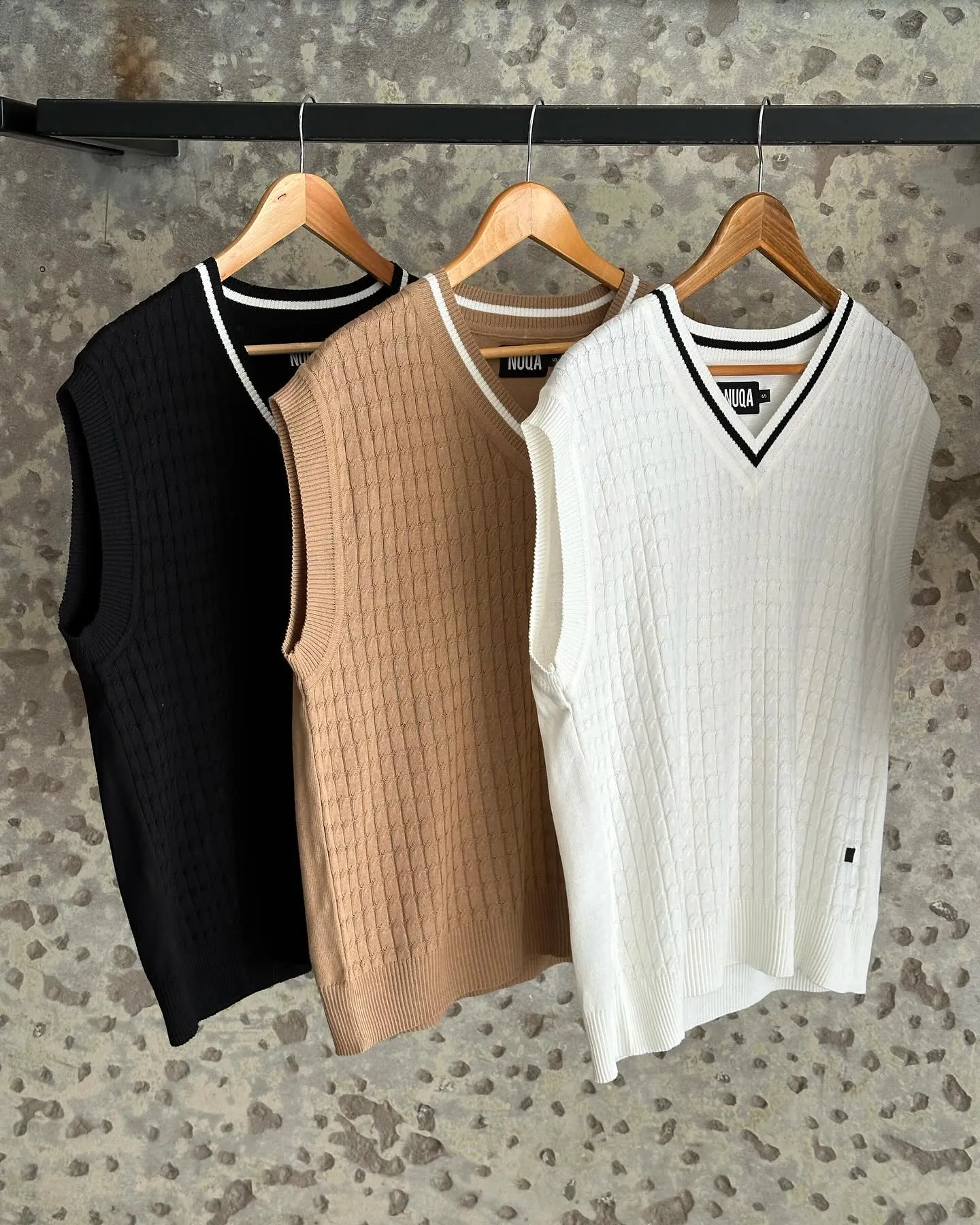 V Neck Knitted Vest - Beige