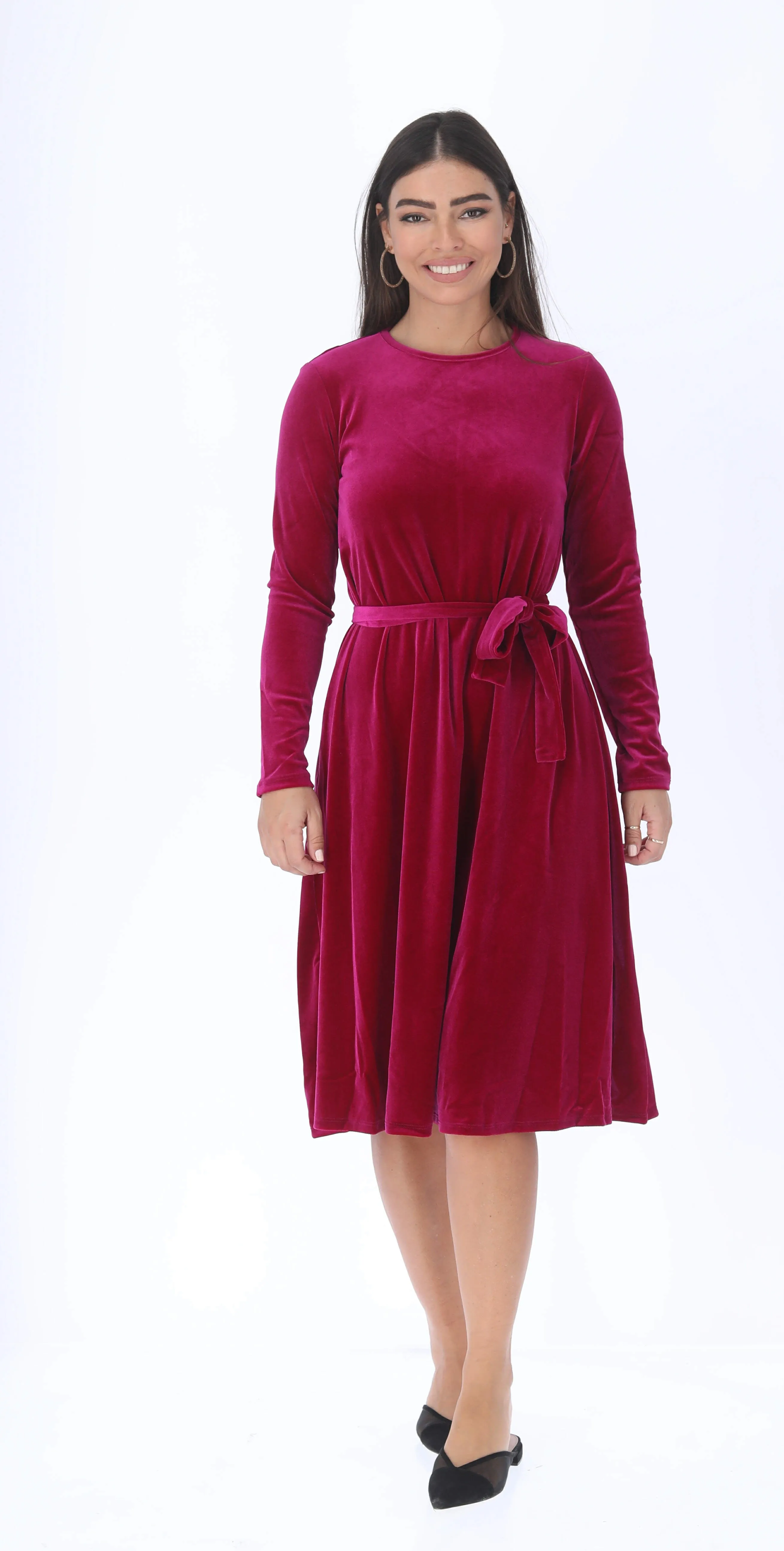 Velvet A-line Dress / Pink