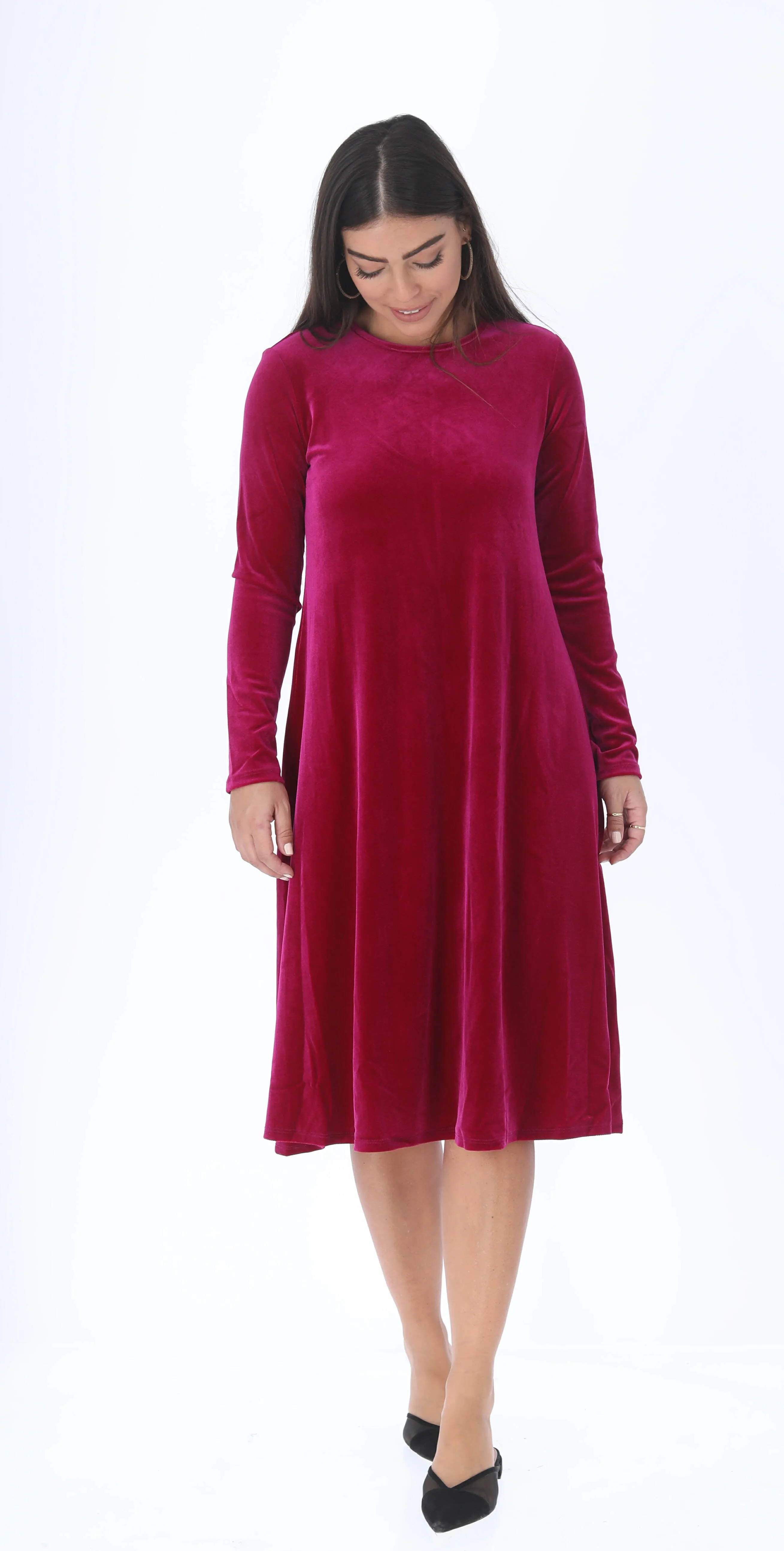 Velvet A-line Dress / Pink