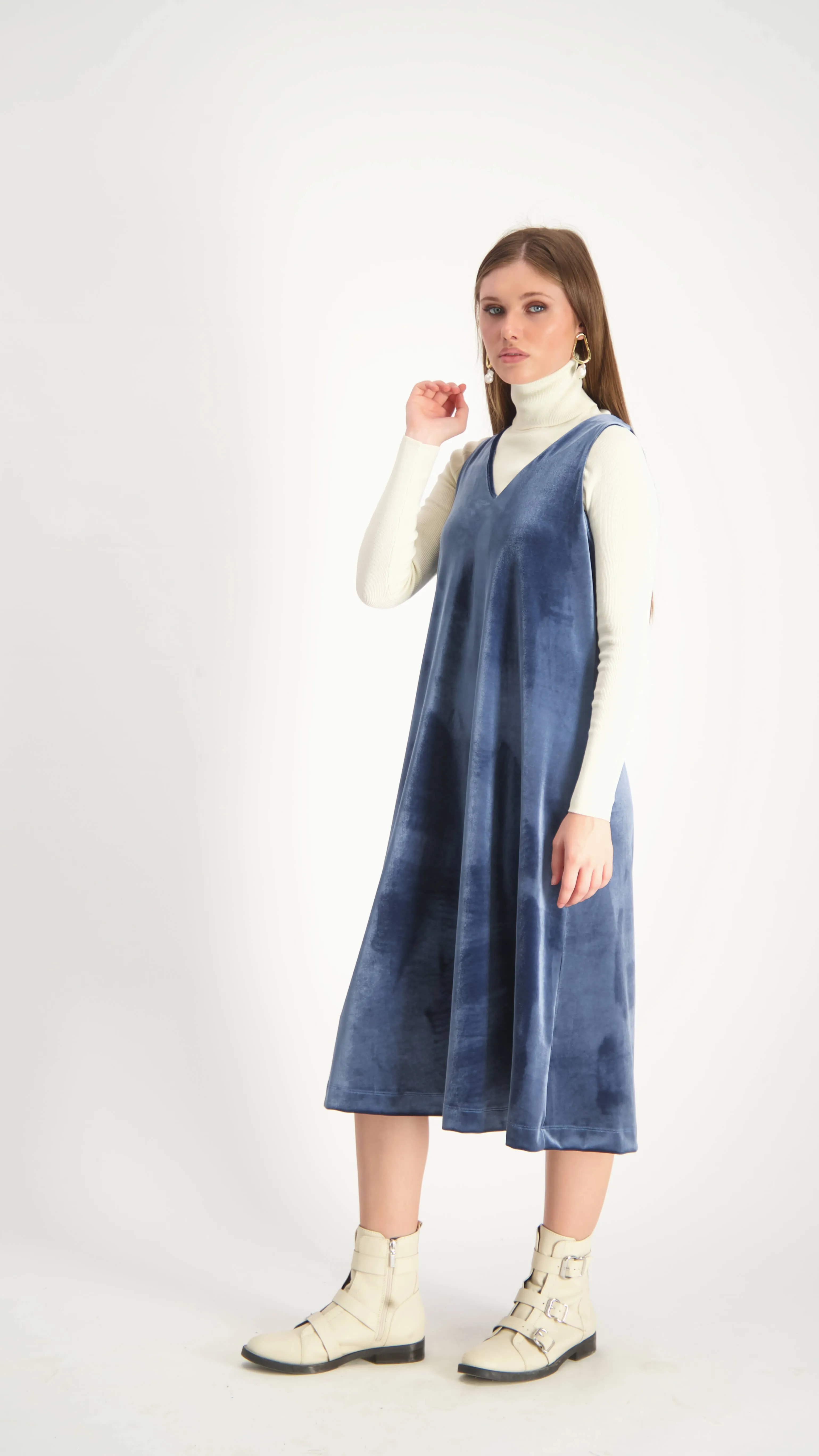 Velvet Sarafan Dress / Petrol