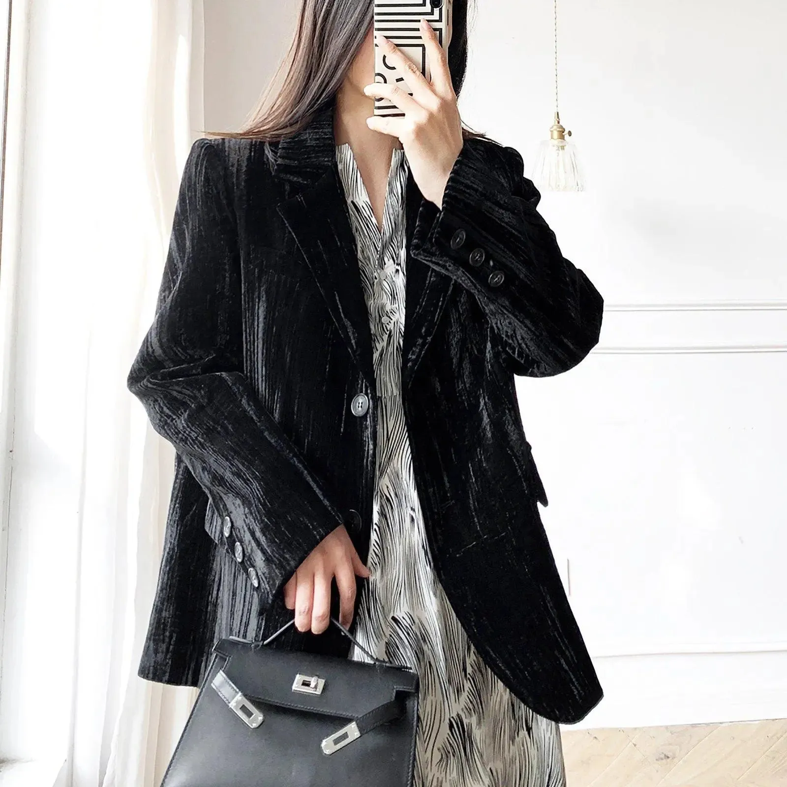 Velvet Two Button Lined Blazer