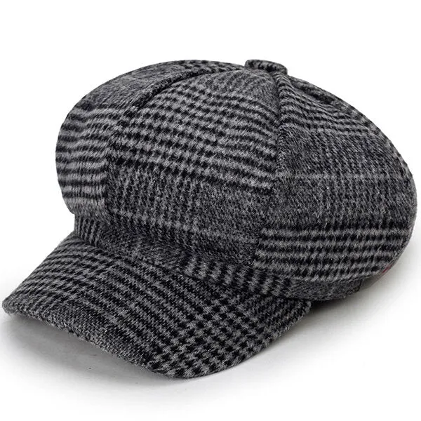 Womens Cotton Leisure Newsboy Berets Caps All-Match Painter Cop Plaid Stripe Hats