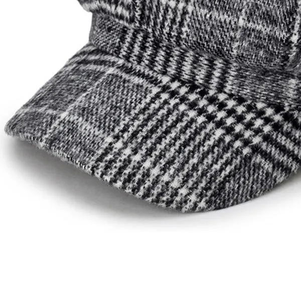 Womens Cotton Leisure Newsboy Berets Caps All-Match Painter Cop Plaid Stripe Hats