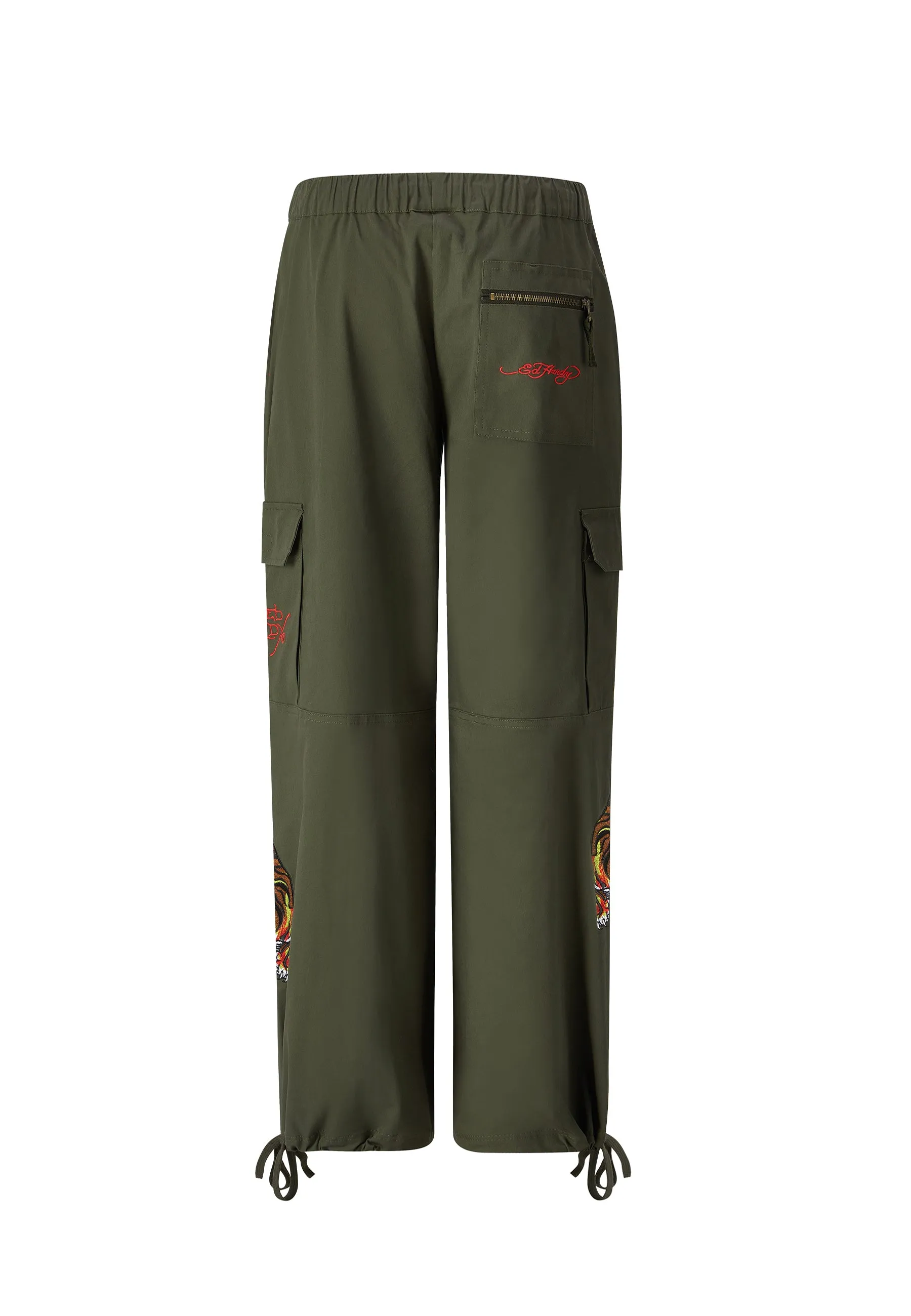 Womens Tiger Cargo Pants Trousers - Olive