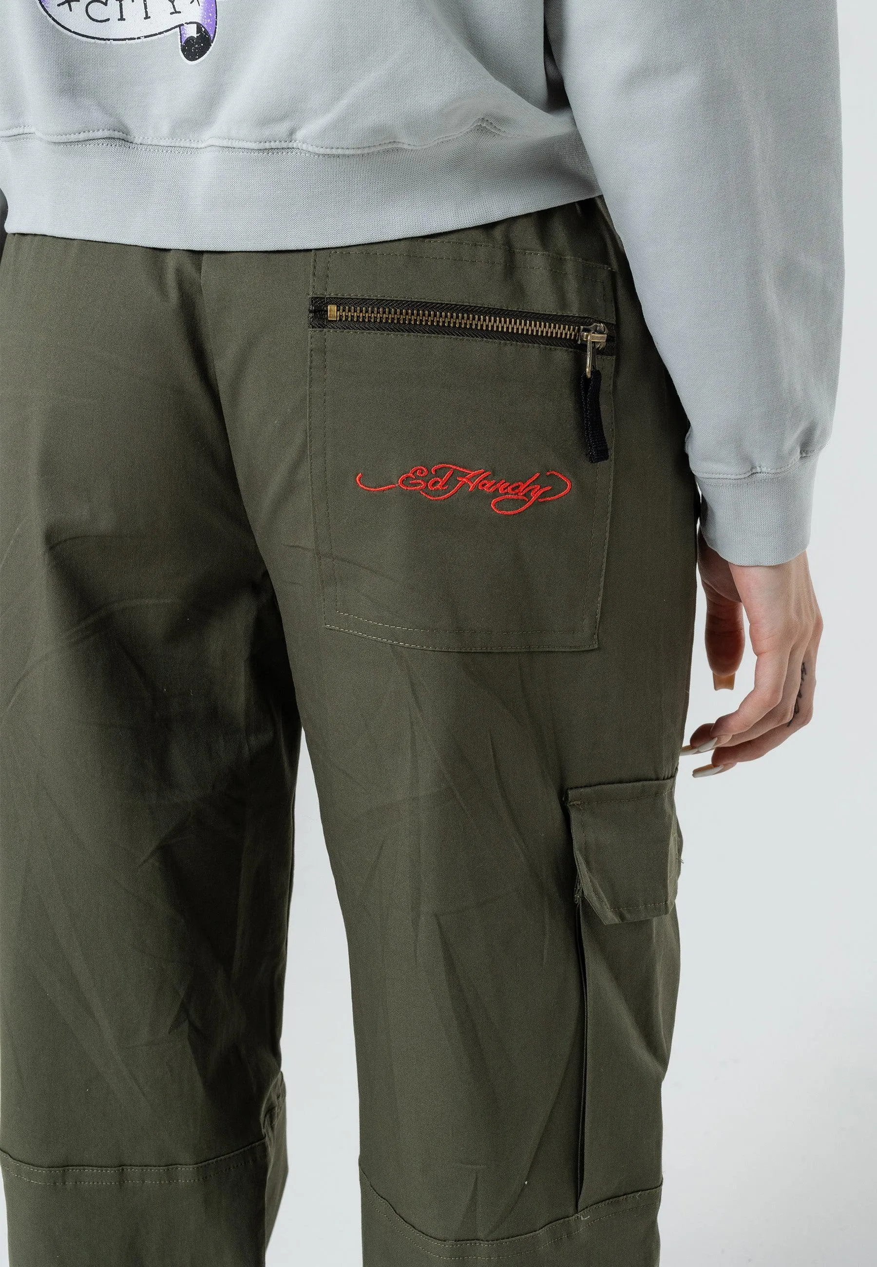 Womens Tiger Cargo Pants Trousers - Olive