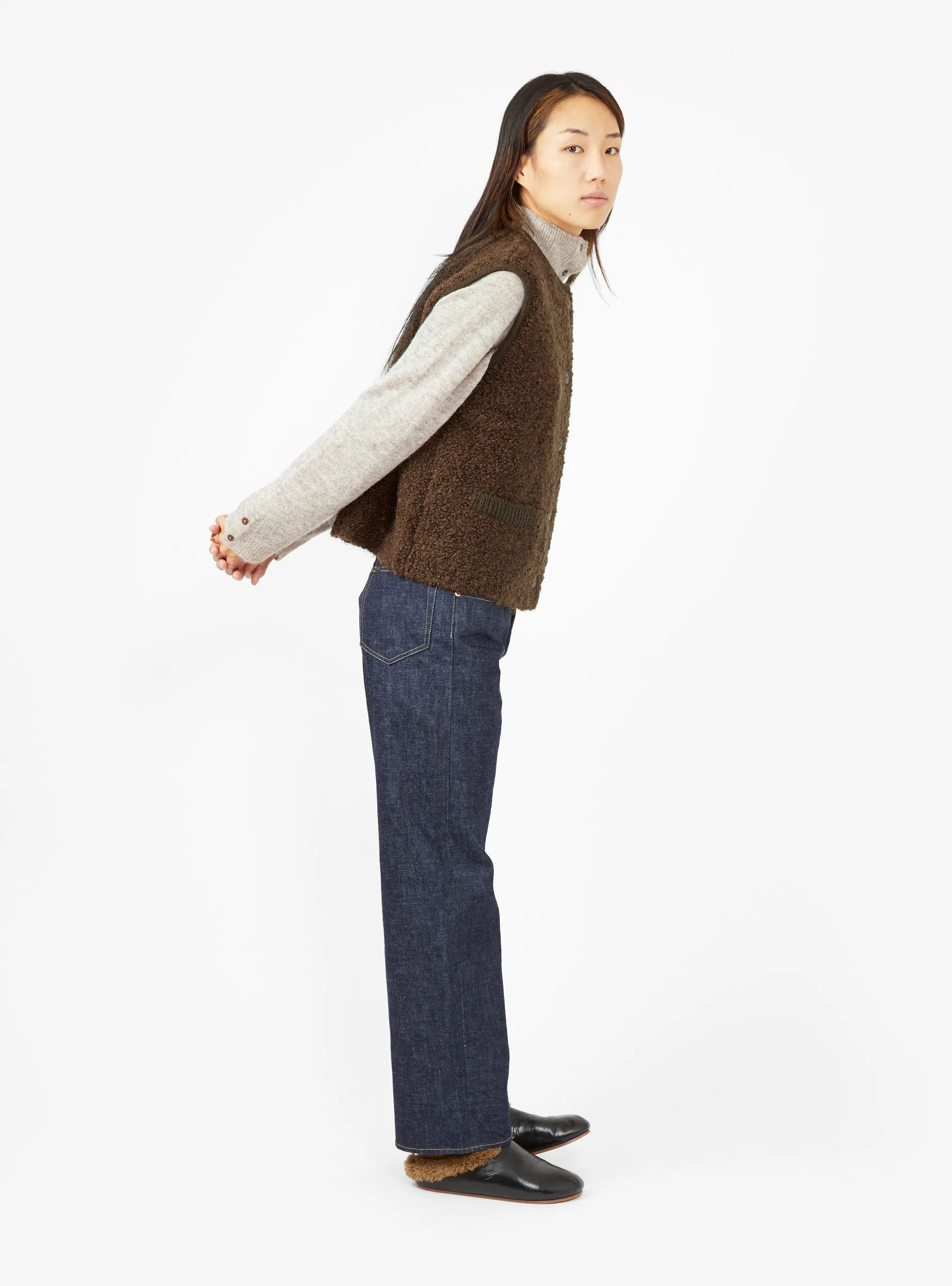 Wool & Mohair Waistcoat Brown