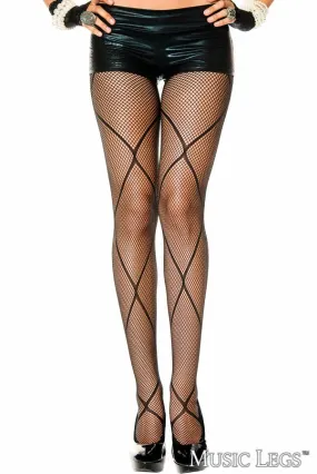 X Print Net Pantyhose